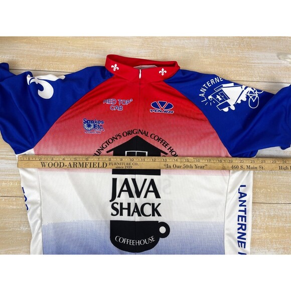 Voler Java Shack Coffee Red White & Blue Cycling Jersey Grover Beach CA Size 2XL - Picture 6 of 9